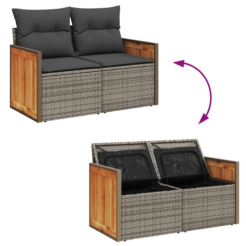 vidaXL 5 Piece Poly Rattan Sofa Set in Gray