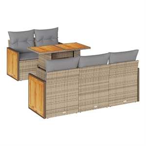 vidaXL Solid Acacia Wood Sofa Set in Gray/Beige