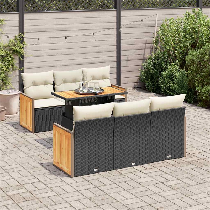 vidaXL 7 Piece Steel Sofa Set in Black/White/Cream