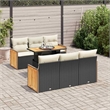 vidaXL 7 Piece Steel Sofa Set in Black/White/Cream