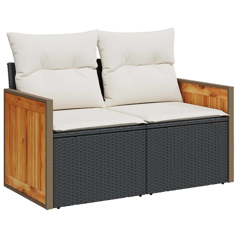 vidaXL 7 Piece Steel Sofa Set in Black/White/Cream