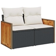 vidaXL 7 Piece Steel Sofa Set in Black/White/Cream
