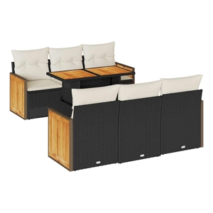 vidaXL 7 Piece Steel Sofa Set in Black/White/Cream