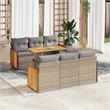 vidaXL 7 Piece Solid Acacia Wood Sofa Set in Gray/Beige