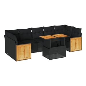vidaXL 8 Piece Steel Sofa Set in Black