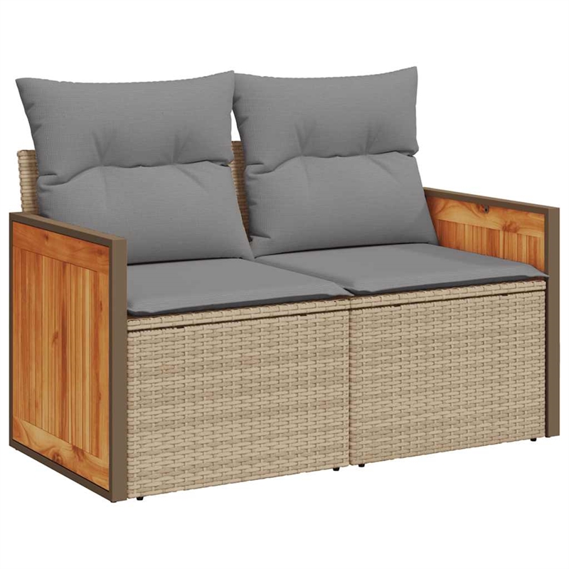 vidaXL 8 Piece Poly Rattan Sofa Set in Gray/Beige