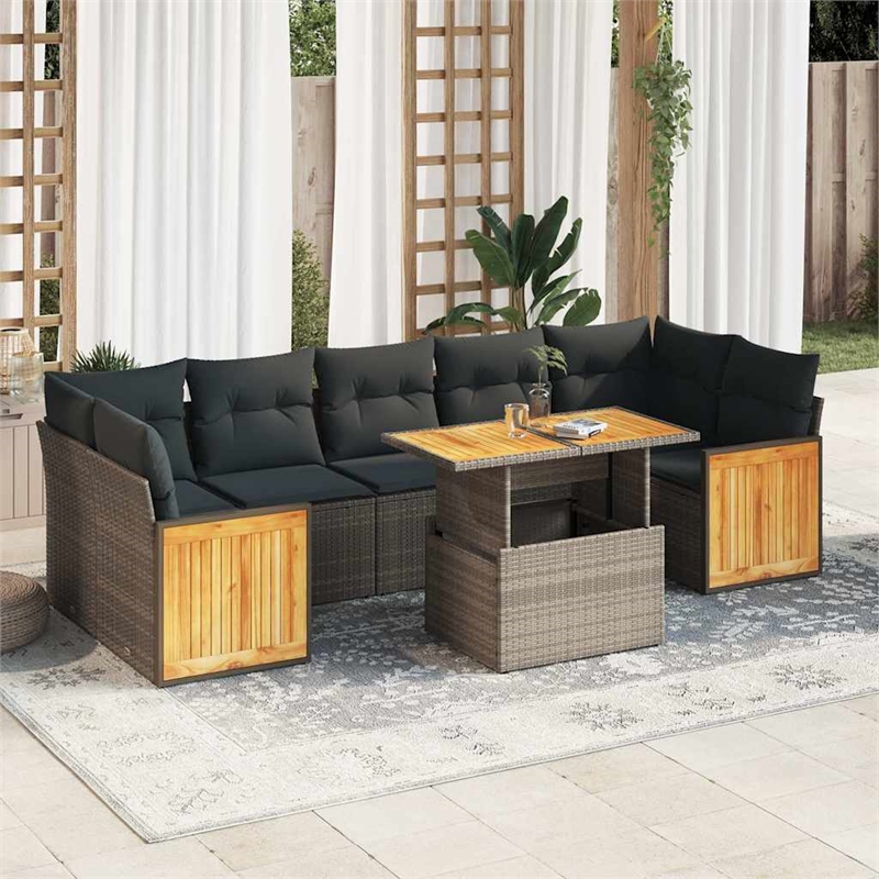 vidaXL 8 Piece Poly Rattan Sofa Set in Gray