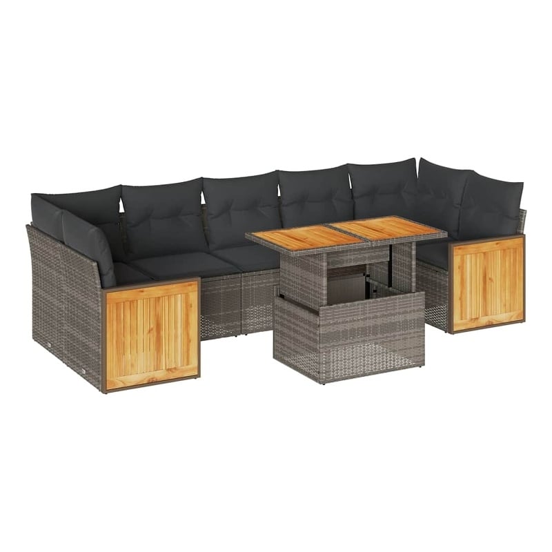 vidaXL 8 Piece Poly Rattan Sofa Set in Gray