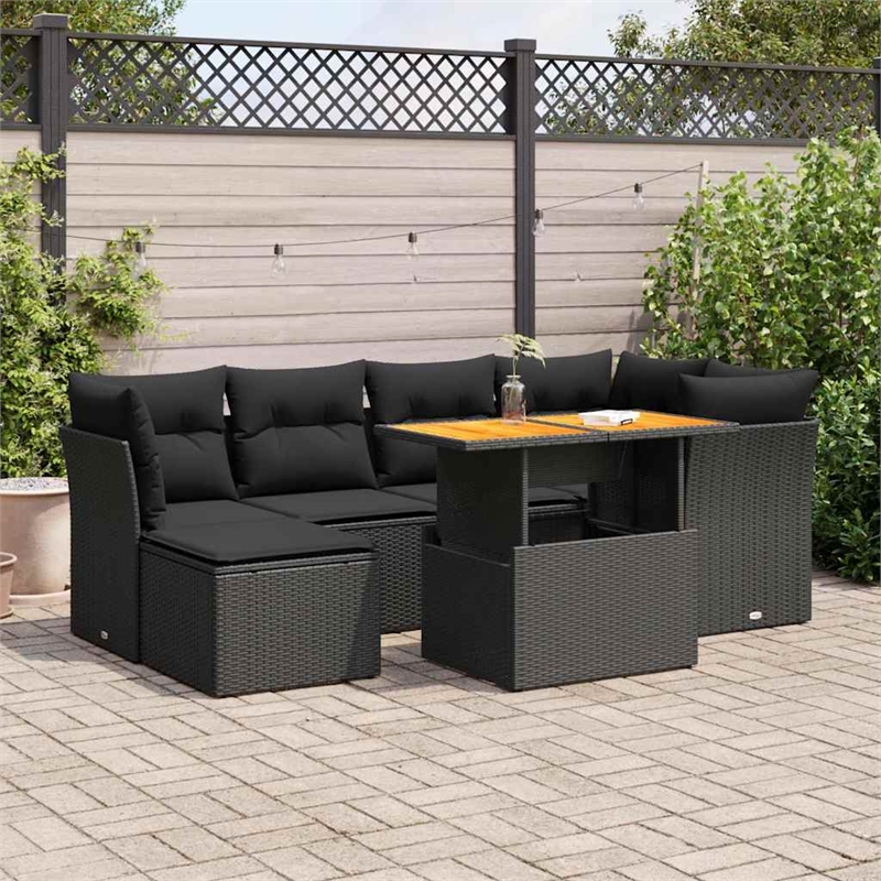 vidaXL 7 Piece Sofa Set in Black