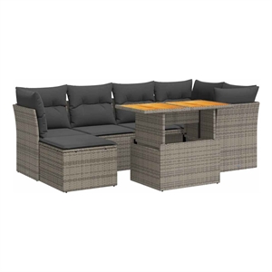 vidaXL 7 Piece Solid Acacia Wood Sofa Set in Gray