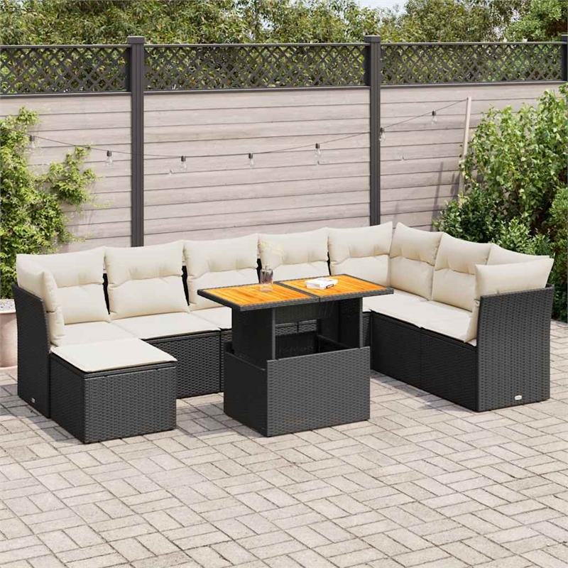 vidaXL 9 Piece Sofa Set in Black/White/Cream