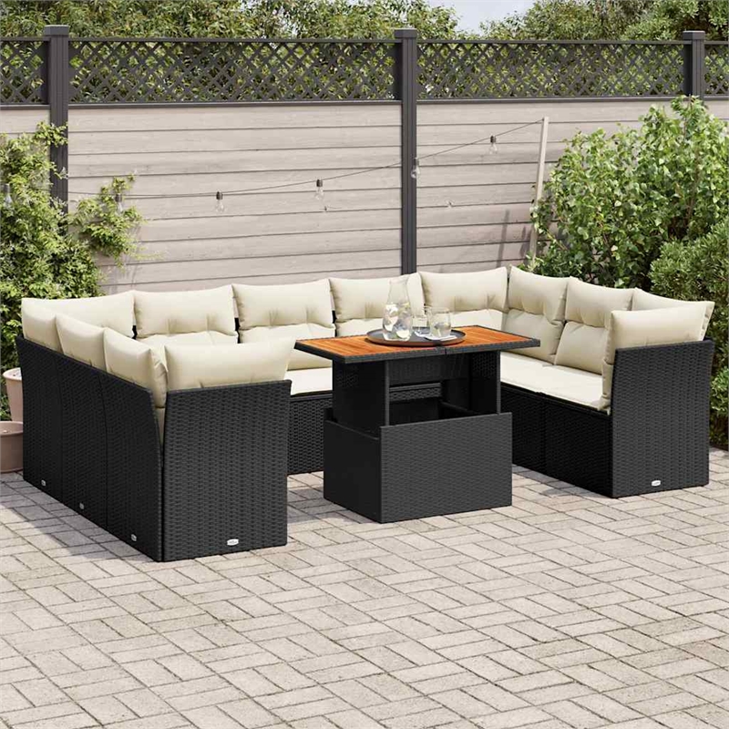 vidaXL 10 Piece Sofa Set in Black/White/Cream