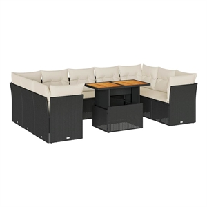 vidaXL 10 Piece Sofa Set in Black/White/Cream