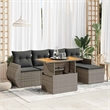 vidaXL 6 Piece Solid Acacia Wood Sofa Set in Gray