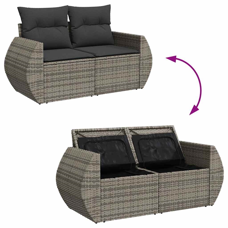 vidaXL 6 Piece Solid Acacia Wood Sofa Set in Gray