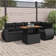 vidaXL 6 Piece Poly Rattan Sofa Set in Black