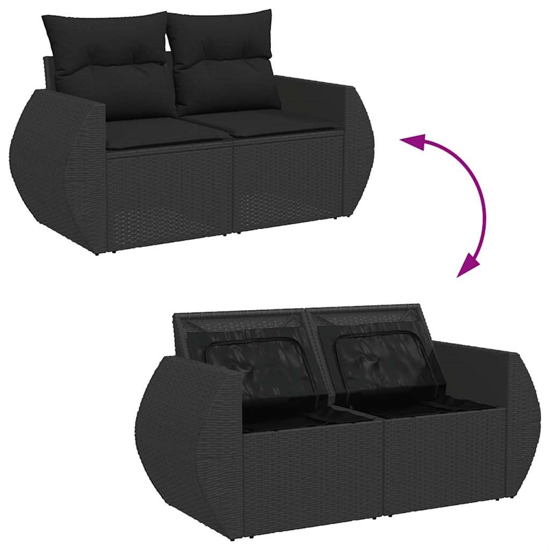 vidaXL 6 Piece Poly Rattan Sofa Set in Black