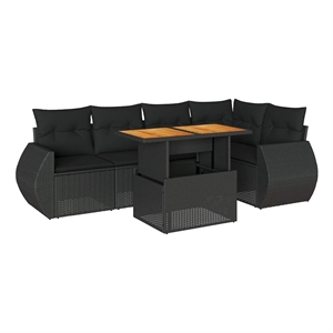 vidaXL 6 Piece Poly Rattan Sofa Set in Black