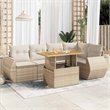vidaXL 6 Piece Solid Acacia Wood Sofa Set in Beige