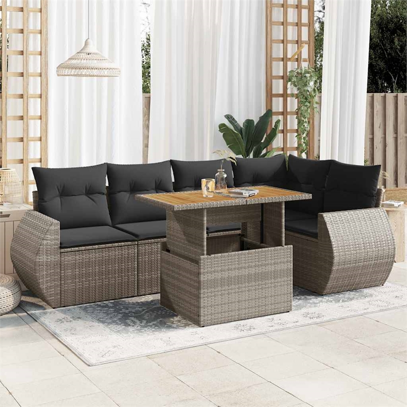 vidaXL 6 Piece Steel Sofa Set in Gray