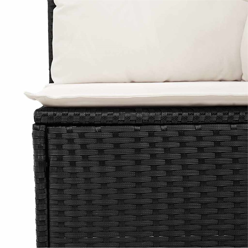 vidaXL 7 Piece Poly Rattan Large Sofa Set in Black
