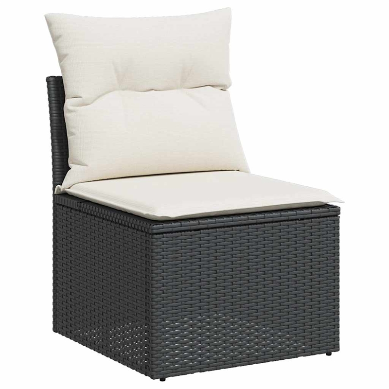 vidaXL 7 Piece Poly Rattan Large Sofa Set in Black