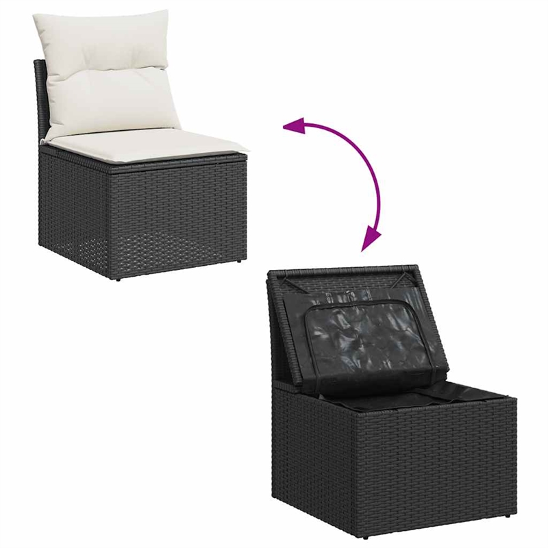 vidaXL 7 Piece Poly Rattan Large Sofa Set in Black