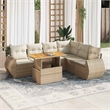 vidaXL 7 Piece Solid Acacia Wood Sofa Set in Beige