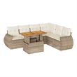 vidaXL 7 Piece Solid Acacia Wood Sofa Set in Beige