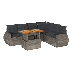 vidaXL 7 Piece Solid Acacia Wood Sofa Set in Gray