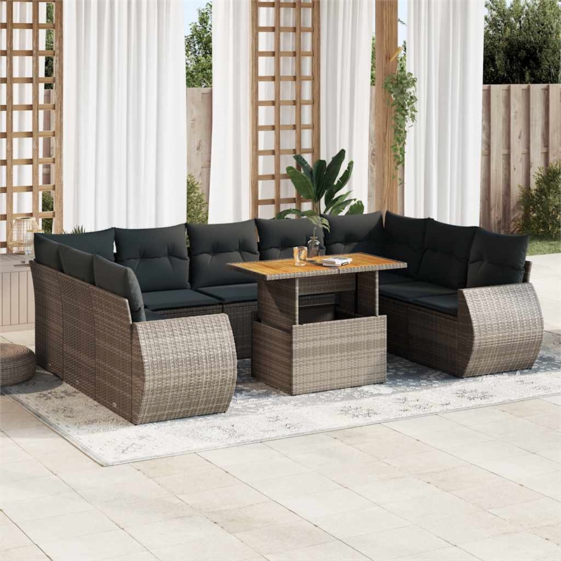 vidaXL 10 Piece Steel Sofa Set in Gray