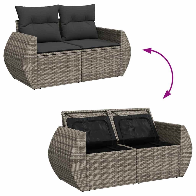 vidaXL 10 Piece Steel Sofa Set in Gray