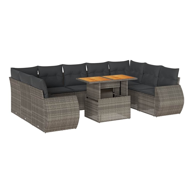 vidaXL 10 Piece Steel Sofa Set in Gray