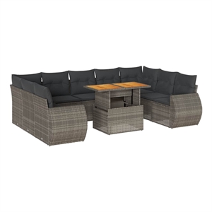 vidaXL 10 Piece Steel Sofa Set in Gray