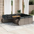 vidaXL 11 Piece Solid Acacia Wood Large Sofa Set in Gray