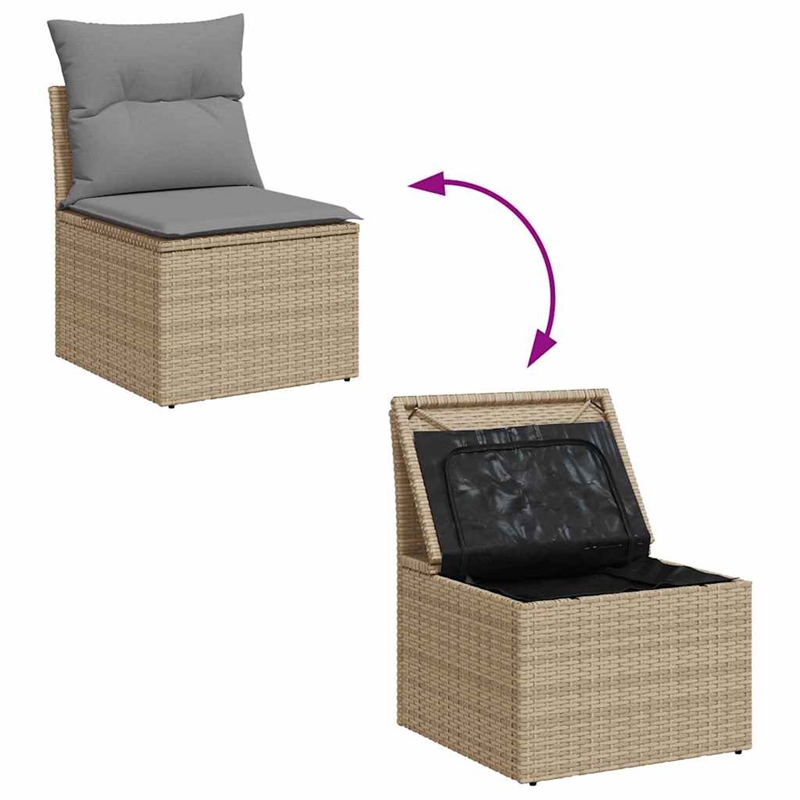 vidaXL 5 Piece Poly Rattan Sofa Set in Gray/Beige