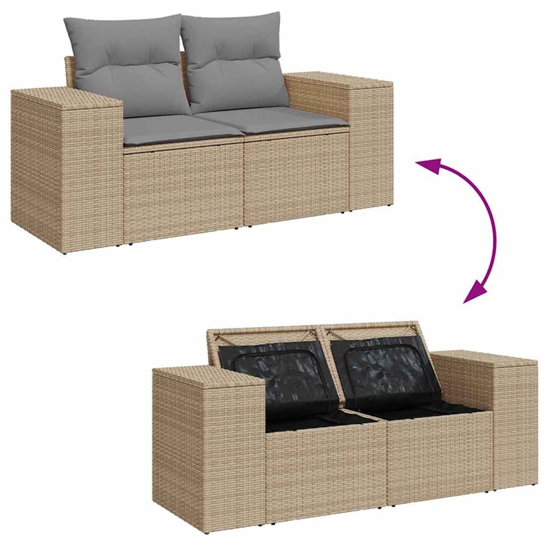 vidaXL 5 Piece Poly Rattan Sofa Set in Gray/Beige