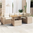 vidaXL 6 Piece Solid Acacia Wood Sofa Set in Beige