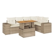 vidaXL 6 Piece Solid Acacia Wood Sofa Set in Beige