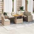 vidaXL 7 Piece Poly Rattan Sofa Set in White/Cream/Beige