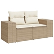 vidaXL 7 Piece Poly Rattan Sofa Set in White/Cream/Beige