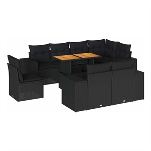 vidaXL 9 Piece Steel Sofa Set in Black