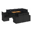 vidaXL 9 Piece Steel Sofa Set in Black