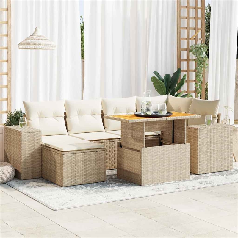 vidaXL 7 Piece Sofa Set in White/Cream/Beige