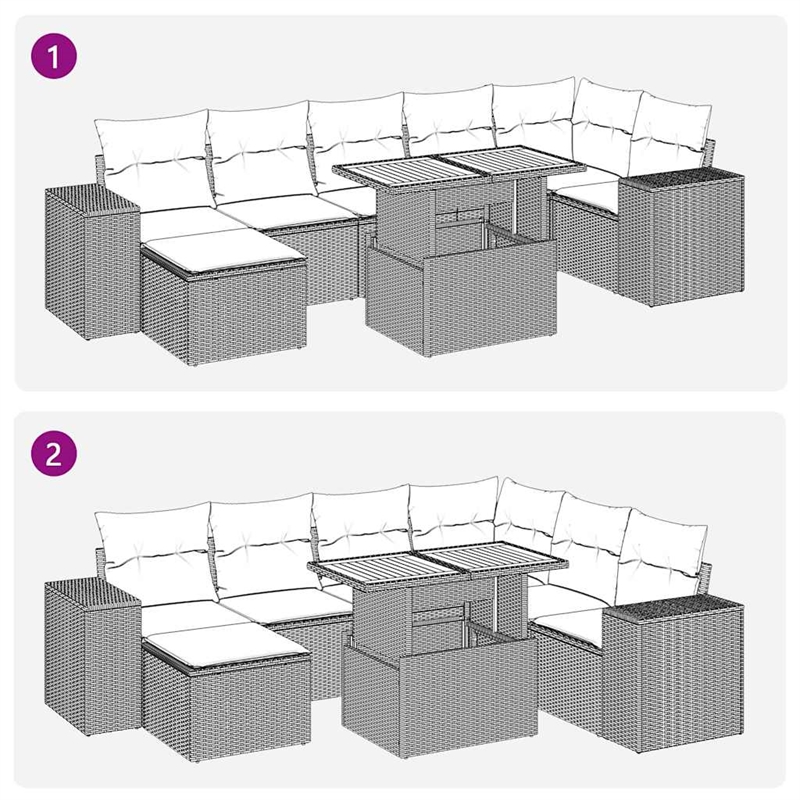 vidaXL 8 Piece Solid Acacia Wood Sofa Set in Gray