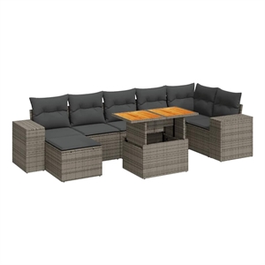 vidaXL 8 Piece Solid Acacia Wood Sofa Set in Gray