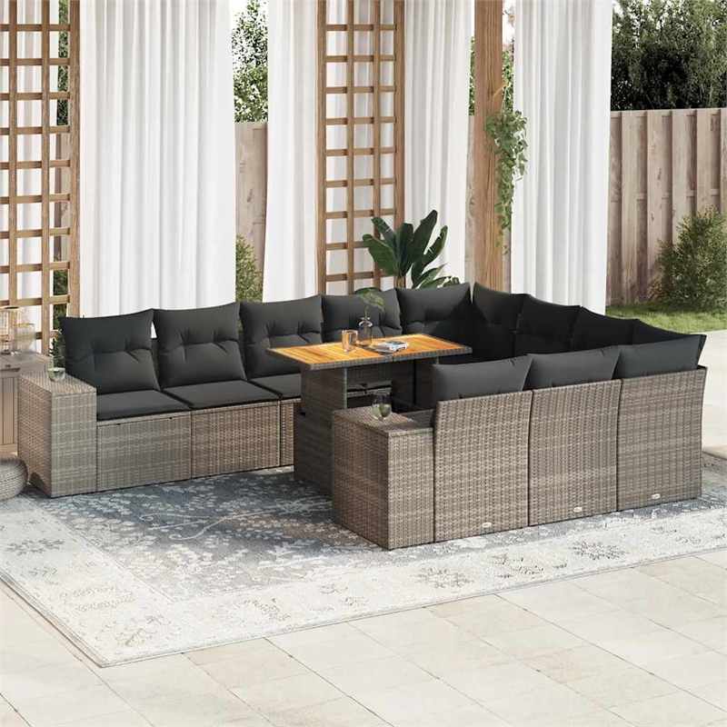 vidaXL 10 Piece Poly Rattan Sofa Set in Gray