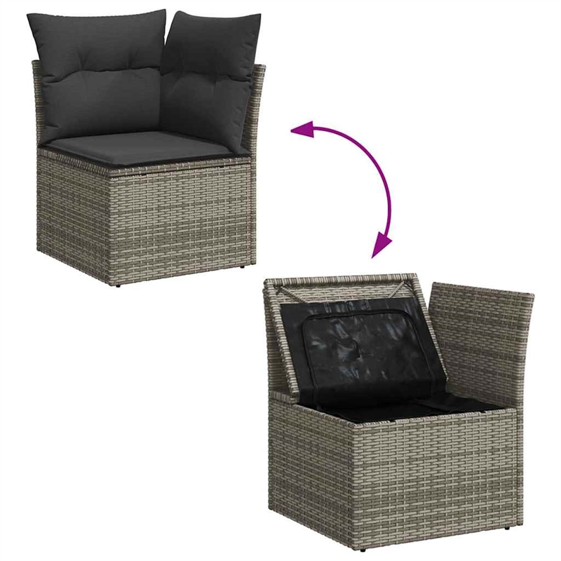 vidaXL 10 Piece Poly Rattan Sofa Set in Gray