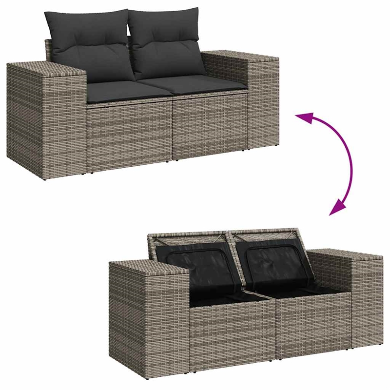 vidaXL 10 Piece Poly Rattan Sofa Set in Gray
