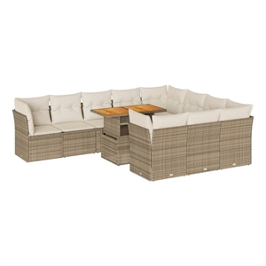 vidaXL 11 Piece Solid Acacia Wood Sofa Set in Beige